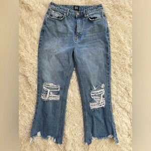 BDG UO flared ankle jeans distressed high rise washed blue cotton size 28